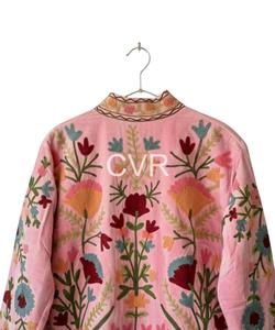 Abrigo bohemio de algodón bordado con estampado floral, cuello mandarín, manga larga, ropa de abrigo de primavera para mujer - Product Image 4