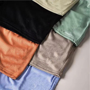 Men's Solid Color Mesh Shorts Elastic Waist Drawstring Breathable Casual Sport Shorts - Product Image 3