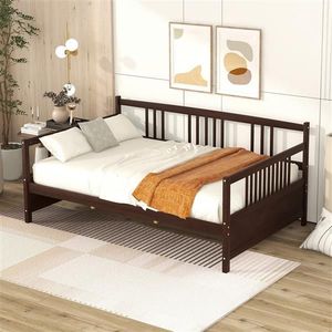 Espresso Full-Size Daybed with Support Legs Comfortable Sofa Bed - Product Image 1