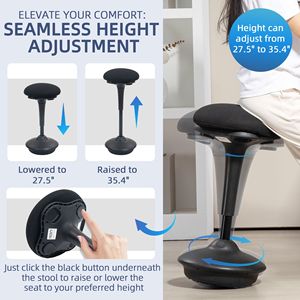 "Adjustable Rocking Wobble <b>Chair</b> with <b>Padded</b> Black Seat-BIFMA Certified Aluminum Frame" - Product Image 4
