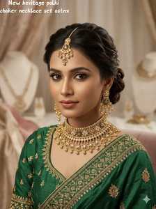 Wholesale High Quality Vintage Copper <b>Gold</b> Plated Crystal Bridal Jewelry <b>Set</b> Long Mala Necklace Earrings Maang Wedding Party - Product Image 2