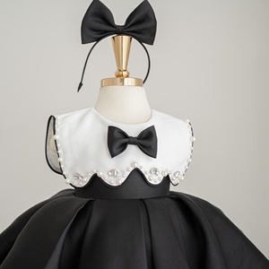 Robe de soirée élégante pour filles avec nœud, manches bouffantes, coupe trapèze en tulle, robe de bal personnalisée pour enfants, vente en gros (19 pièces) - Product Image 4