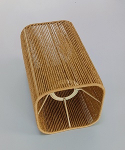 Meilleurs lustres suspendus, abat-jour en raphia de forme carrée avec douilles E27, couleur beige, structure en fil de fer, idéal pour les chambres d'hôtel - Product Image 3