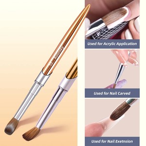 Cepillo de Uñas Acrílicas 100% Acero Inoxidable, Ovalado, con Hoja Curva, Mango Dorado Duradero, Calidad Profesional de Salón - Product Image 3