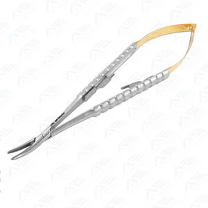 Barraquer Pince à micro-aiguilles en acier inoxydable, manuelle, à mors lisses et courbés, ensemble d'instruments certifiés CE - Product Image 6