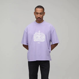 Camiseta de hombre de corte holgado y extragrande, con hombros caídos, de algodón grueso, estilo urbano, informal, para verano, uso diario. - Product Image 1