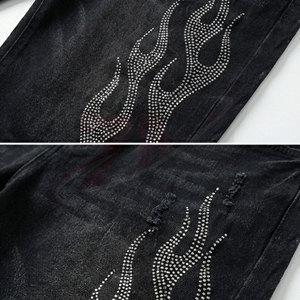 Pantalones Cortos de Mezclilla Personalizados Premium para Hombre con Decoración de Diamantes de Imitación, Servicio de Fabricación al por Mayor de Alta Calidad - Product Image 5