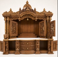 Mandapam en bois de grande taille pour la maison, style dôme personnalisé, unité d'armoire de temple Pooja en bois sculptée à la main, temple hindou, Australie