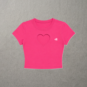 Camiseta corta de alta calidad con abertura frontal, logotipo personalizado, diseño hueco, para mujer, de algodón tejido, color liso, ajustada, estilo baby tee, para verano. - Product Image 3