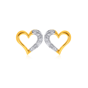 Pendientes Artísticos con Forma de Corazón y Diamantes, Chapados en Oro de 18K, Diamantes Naturales, para Uso Diario, Estilo Romántico para Mujer - Product Image 1