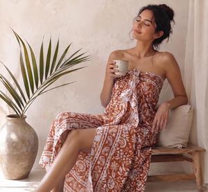 Boho Floral Print Maxi <b>Wrap</b> Dress Loose Sleeveless Chiffon Summer <b>Beach</b> Casual Style With Slit Hem - Product Image 4