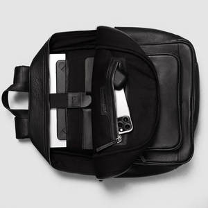 Sac à dos en cuir noir unisexe de qualité supérieure, minimaliste, pour les trajets quotidiens, sac pour ordinateur portable, sac à dos de voyage en cuir véritable pour hommes et femmes - Product Image 5