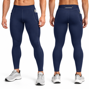 Pantalones de Compresión Deportivos Personalizados para Hombre con Bolsillos, de Alta Elasticidad y Secado Rápido, para Entrenamiento en Gimnasio, Fitness, Marca Privada OEM - Product Image 1