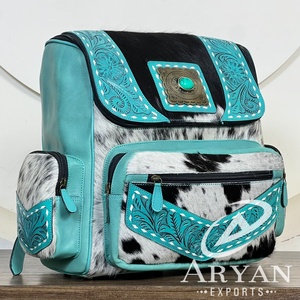 Nouveaux Sacs à Dos Femme en Cuir de Vachette Repoussé 2026, Élégants, avec Pierre Turquoise, Poignée Souple, Sacs de Voyage – Super Septembre - Product Image 1