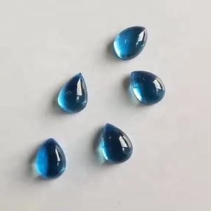 Topacio azul suizo natural, 8x12mm, cabujón de pera, piedras preciosas sueltas, Topacio pulido a mano, piedras preciosas lisas del proveedor del fabricante - Product Image 3