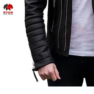 เสื้อแจ็คเก็ตหนังผู้ชาย คุณภาพสูง สีพื้น โลโก้สั่งทำได้ สไตล์โดดเด่น ไซส์ใหญ่ รับผลิตแบบ OEM ODM จากโรงงาน - Product Image 5