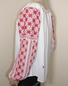 Chemise décontractée pour femmes, brodée, 100% coton, col en V, manches courtes, coupe classique, lavable, toutes saisons - Product Image 2