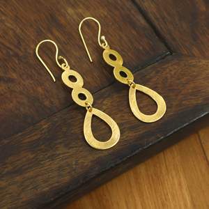 Minimalist <b>Gold</b> Drop brass <b>Earrings</b> Handmade Statement <b>Dangle</b> <b>Earrings</b> for Women Gift - Product Image 4