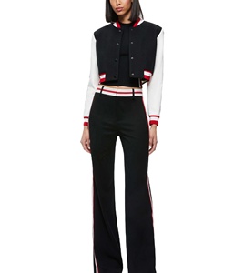 High Quality Women Wool Varsity Jacket Regular Leather Sleeves Winter Quilted Lining Patchwork Plus Size Women Varsity Jackets - Product Image 4