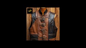 เสื้อกั๊กหนังแท้สีดำสำหรับผู้ชาย Champ King ทำมือ ระบายอากาศได้ดี น้ำหนัก 360 กรัม เหมาะสำหรับฤดูหนาว สไตล์คาวบอย ไบค์เกอร์ คอตั้ง - Product Image 2