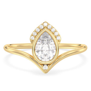 Bague de fiançailles REYES minimaliste en argent sterling 925 plaqué or jaune 14 carats, sertie d'un moissanite taille poire de 0,67 carat, pour elle. - Product Image 1
