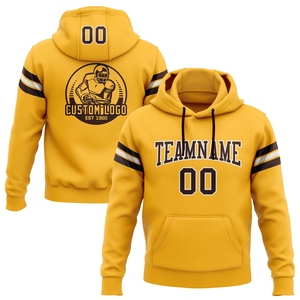 Sweat-shirt à capuche de football personnalisé, nouveau design, marron-blanc, brodé or, vente en gros directe pour l'industrie - Product Image 1