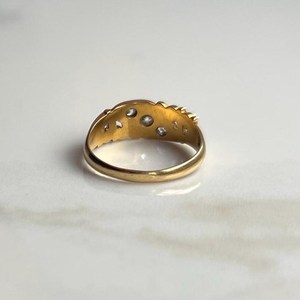Bague Vintage en Or Jaune 18K Véritable Or, Filigrane avec Trio de Diamants de Laboratoire, Style Antique, Anneau de Mariage pour Femme - Product Image 5