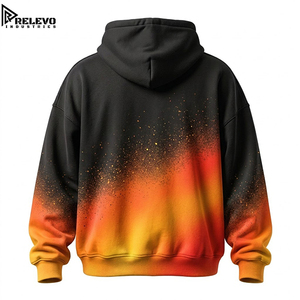 Sudadera con Capucha Oversize para Hombre OEM con Gráfico Degradado de Fuego Aerógrafo, Estilo Urbano con Hombros Caídos, Cordones Ajustables y Bolsillo Canguro - Product Image 2
