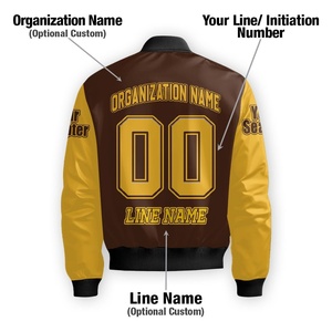 Custom LPT Chapter Style Varsity Bomber <b>Jacket</b> Brown Gold Contrast Sleeve College Greek Inspired <b>Jacket</b> Cotton Padded - Product Image 3