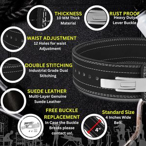 PROFIT SPORTS Custom Heavy Duty Neoprene Cowhide Breathable Lifting Belt Buckle Non-Slip Unisex <b>Back</b> <b>Support</b> Deadlifts Squats - Product Image 2