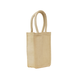 Eco-Friendly Eco Natural Jute 2 Bottle Wine <b>Tote</b> <b>Bag</b> <b>Clear</b> Front Transparent Window Padded Handle Gift Carrier Wholesale - Product Image 3