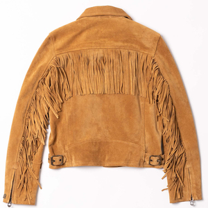 Custom Western Leather <b>Fringe</b> Casual Loose Letter Print <b>Jacket</b> Suedette Cowgirl Motorcycle Racing Biker Coat for Women - Product Image 2