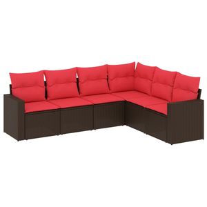 Set Divano da Esterno in Polyrattan Marrone con Cuscini, 6 Posti, Design Moderno - Product Image 4