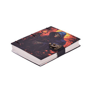 A5 Gothic Skull Design <b>Notebook</b> 200 Pages Cardboard Hardcover Journal Lock Closure | Horror Theme Printed Diary Gift Bulk <b>Set</b> - Product Image 3