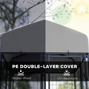 Cuccia per Cani da Esterno con Rete Saldata, Rotazione a 360 Gradi, Ciotole Regolabili su 4 Livelli, Copertura Impermeabile, 3,9 x 3,9 x 4,5 Pollici - Product Image 4