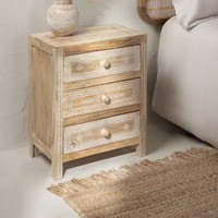 Table de chevet Vandana Nova Lyra en bois de manguier
