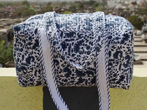 Quilted Cotton Tote <b>Bag</b> Block Printed Boho Shoulder Crossbody Large Reusable Eco-Friendly Grocery Market <b>Bag</b> for Daily Use - Product Image 2