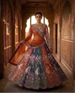 Divyam Creation <b>Red</b> Embroidered Faux Georgette <b>Lehenga</b> Choli Floor-Length Traditional Indian Party Wedding Dress Women's Regular - Product Image 4