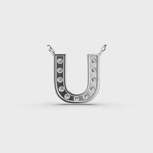 Unisex <b>Silver</b> & Rhodium Plated 'U' Letter Trendy Fine Jewelry Pendants & <b>Charms</b> Moissanite for Gift Occasions Child-Friendly - Product Image 2