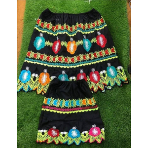 Jupe courte décontractée Pohnpei pour femmes, coupe confortable, taille élastique, respirante, coton/polyester, multicolores, jupes brodées pour femmes - Product Image 1
