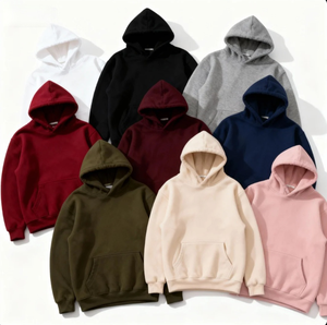 Sweat à capuche unisexe coupe décontractée en molleton mélangé coton, avec poche kangourou et ourlet côtelé, pour un style décontracté quotidien et streetwear urbain. - Product Image 3