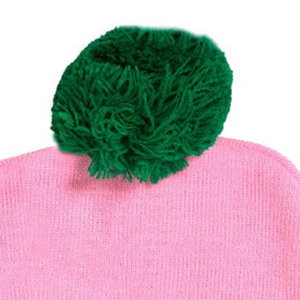Gorro de Punto Personalizado Rosa y Verde con Letras AKA Bordadas y Diseño de Escudo, Gorro de Invierno con Pompón, Modelo 1908, Casual para Exteriores - Product Image 4