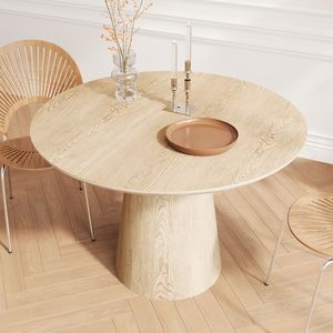 Tavolo da Pranzo Circolare Moderno Minimalista da 43 Pollici in Legno Naturale Colorato - Product Image 1