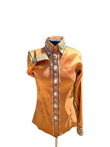 Tela de tafetán elástica hecha a mano Cowgirl Western Show Shirt para ropa ecuestre y equitación - Product Image 4