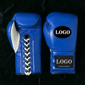 Factory Price Custom Logo Professional Kickboxing <b>Gloves</b> Lace-up 100% Original Leather Breathable <b>Moisture</b> Wicking <b>Gloves</b> - Product Image 4