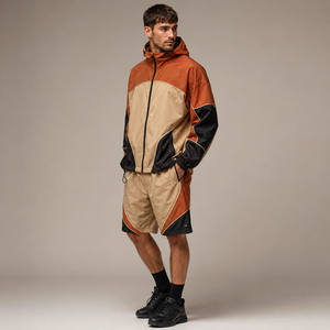 Factory Custom Men's Jacket and Shorts <b>Windbreaker</b> Set Blank Wholesale Nylon Outerwear Set Custom Logo OEM Manufacturer - Product Image 2