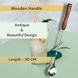 Stainless Steel <b>Bar</b> Spoon With Wood Handle Minimalist Cocktail Mixing <b>Tool</b> Reusable <b>Bar</b> <b>Tools</b> spoon Hotel gift set spoon - Product Image 2