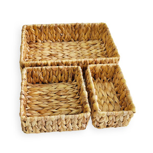 Premium hand woven nested basket <b>containers</b> wholesale price water hyacinth laundry baskets storage - Product Image 4