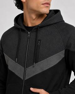Vente en gros de sweats à capuche zippés pour hommes en coton élasthanne, avec empiècements de poches, motifs imprimés, motifs unis, tie-dye et techniques de teinture unie, faible MOQ - Product Image 4