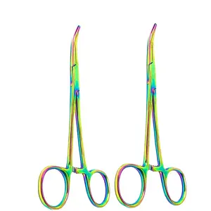 2Pcs Kelly Hemostat Forceps 5.5" Curved Stainless Steel with Multi Color